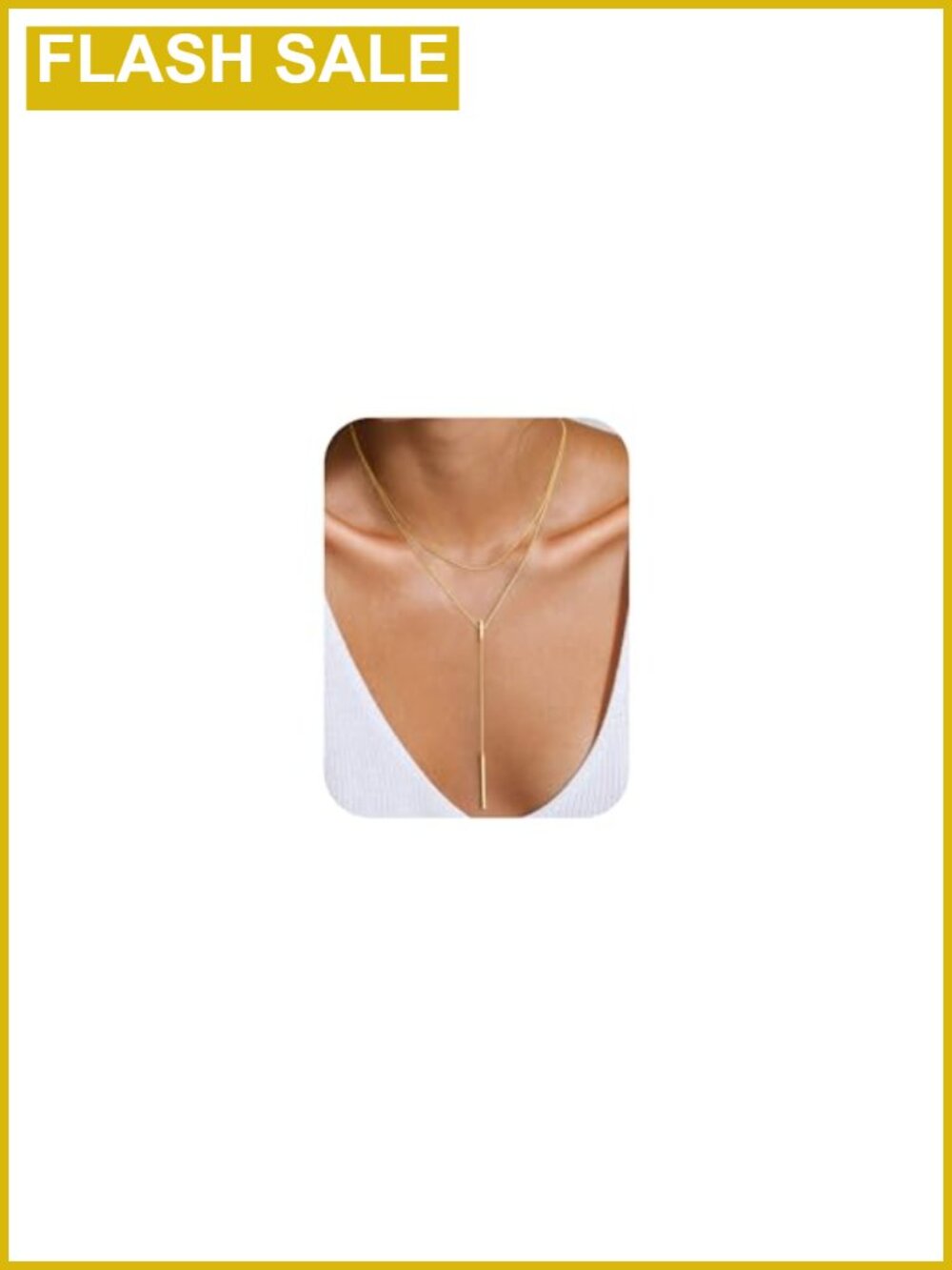 14k-Gold-Plated Lariat Necklace Y-Shaped Layered Long Women Jewelry